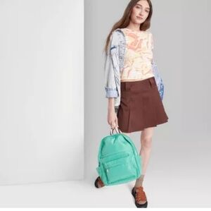 WOMEN'S low rise pleated mini skirt- wild fable- brown